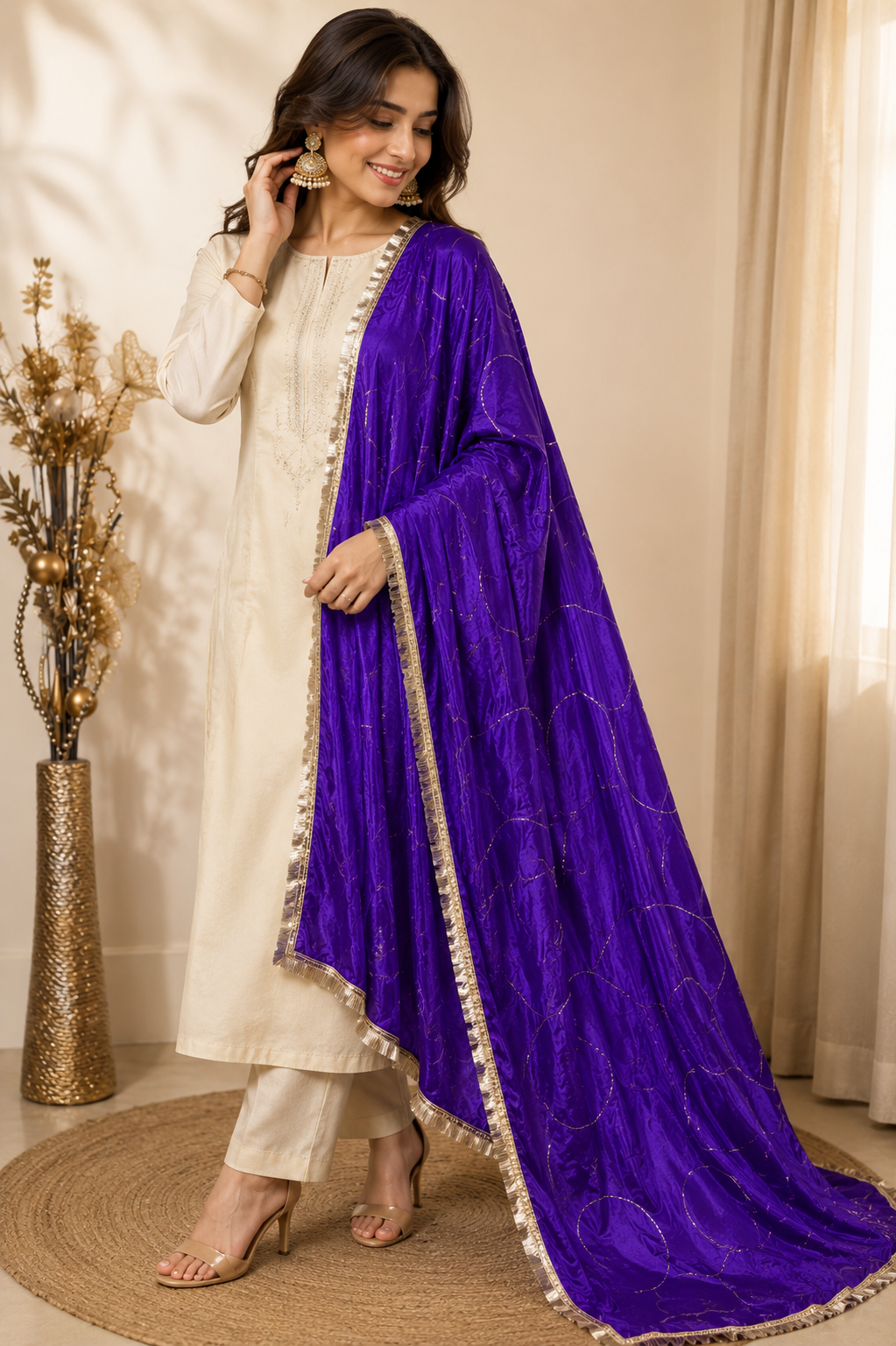 Ashvastra Ruhani Baingani Dupatta - Front View