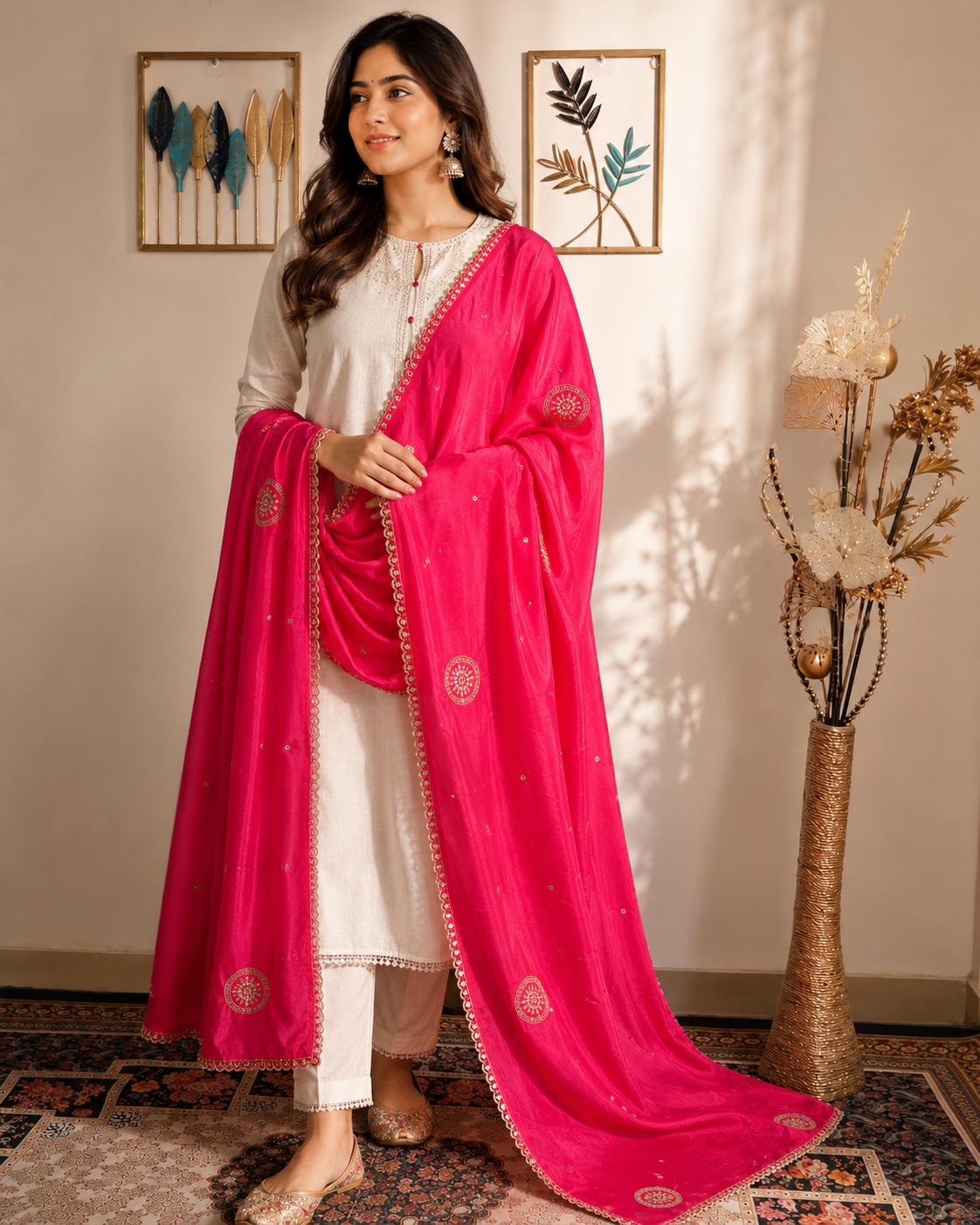 Gulabi Chandni Dupatta