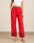 Red Cotton Printed Pant