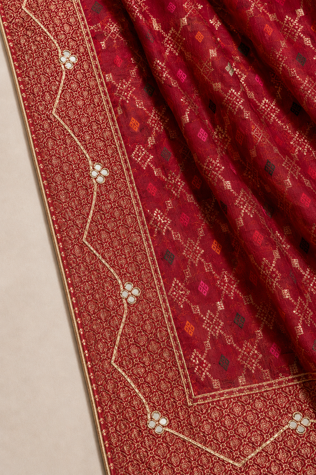 Rajwada Wine Banarasi Gotta Dupatta
