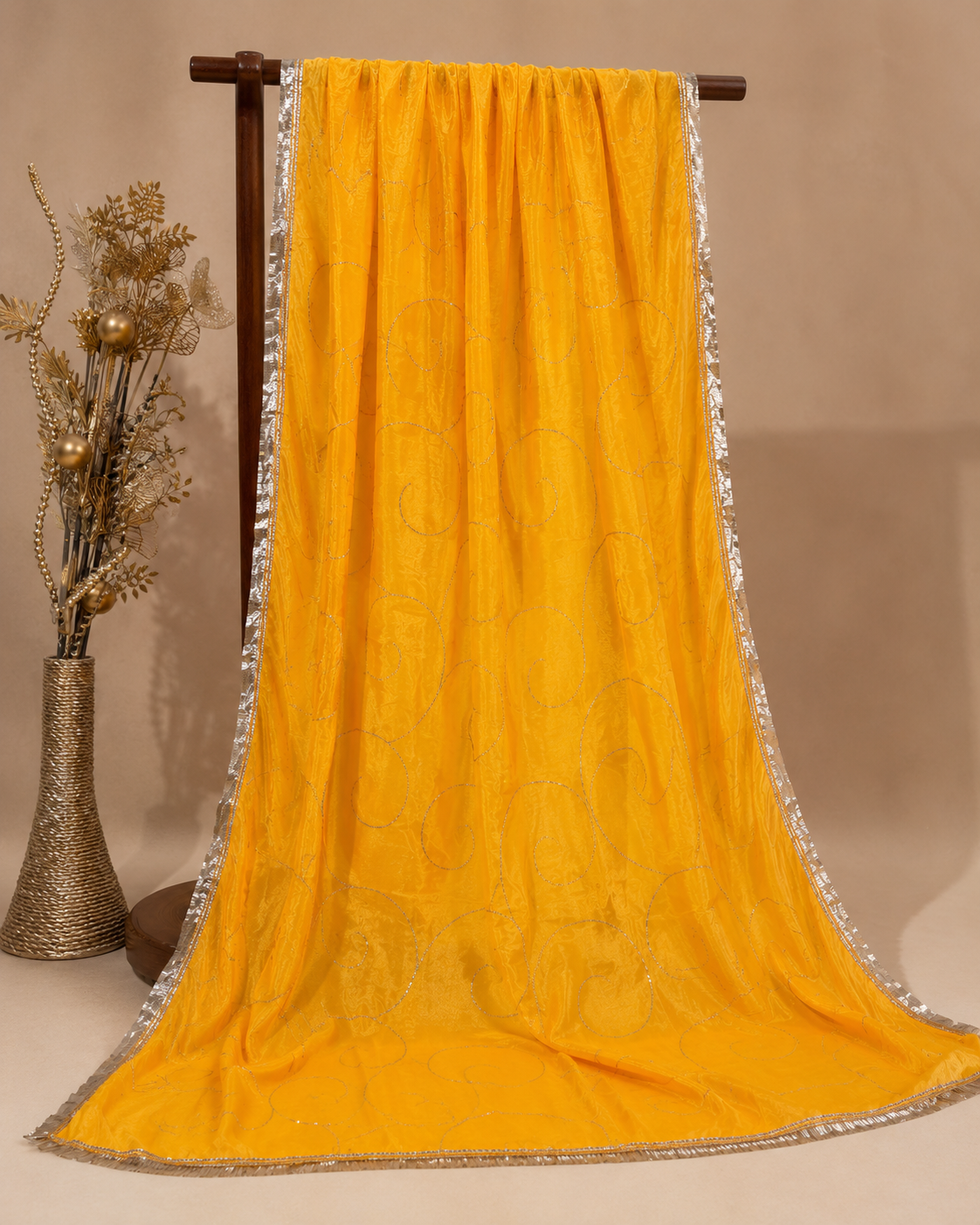 Ashvastra Kesari Noor Yellow Dupatta - Side Profile & Fit