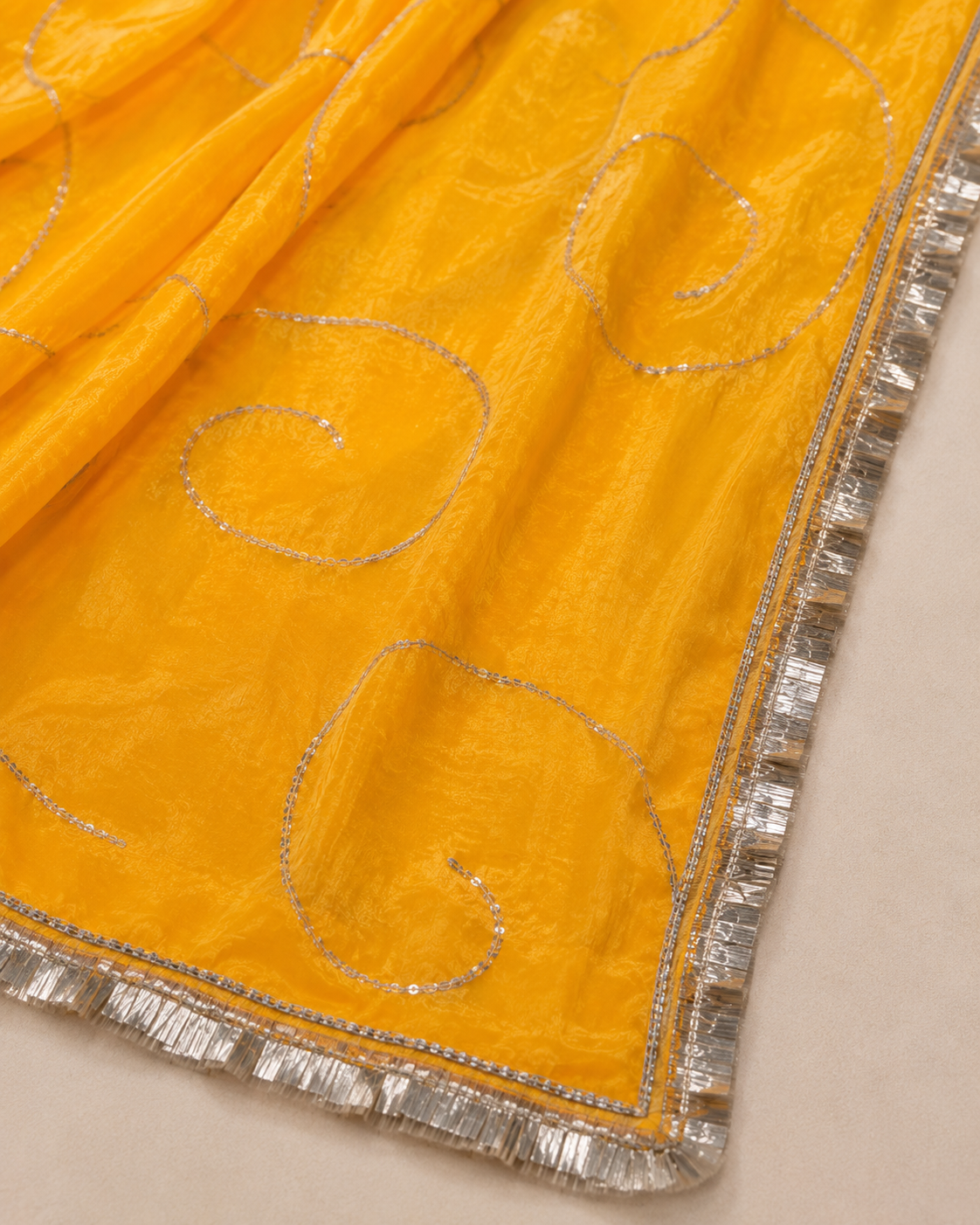 Ashvastra Kesari Noor Yellow Dupatta - Back View