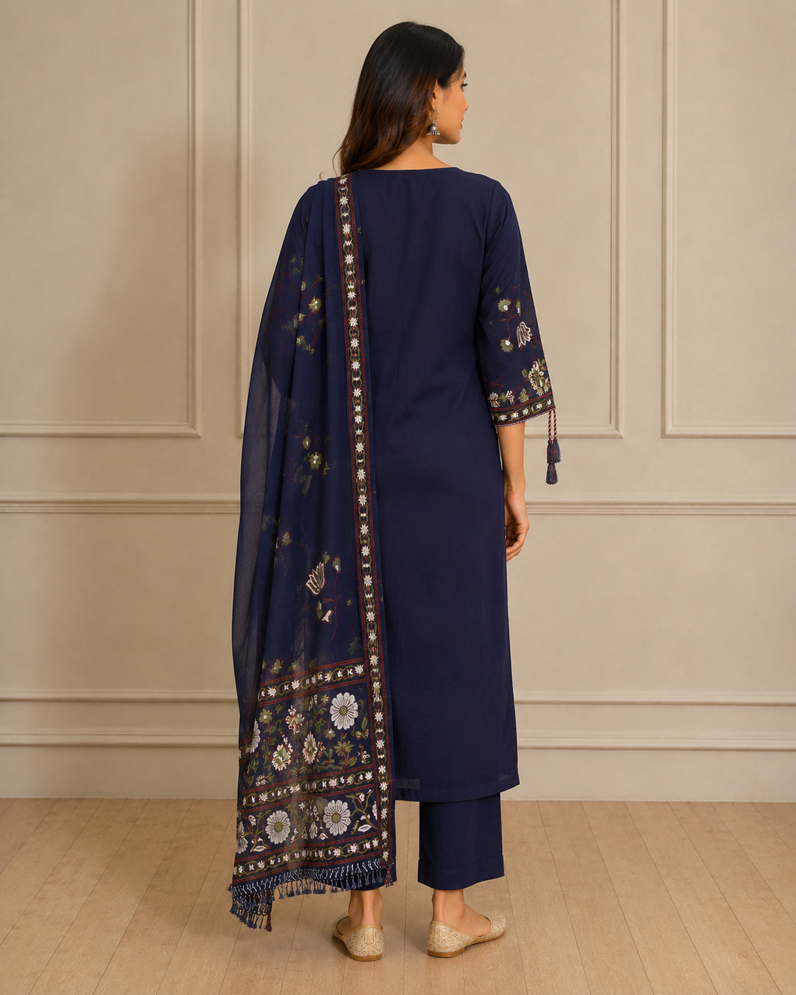 Ashvastra Neelam Noor Navy Suit Set - Styling View