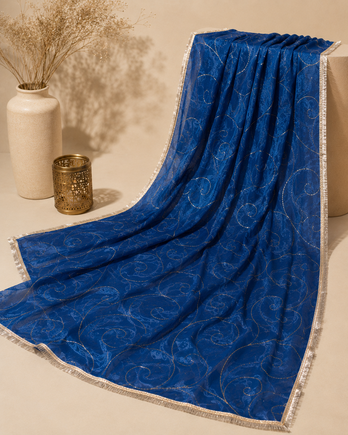 Ashvastra Neelam Noor Blue Dupatta - Side Profile & Fit