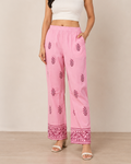 Baby Pink Cotton Printed Pant