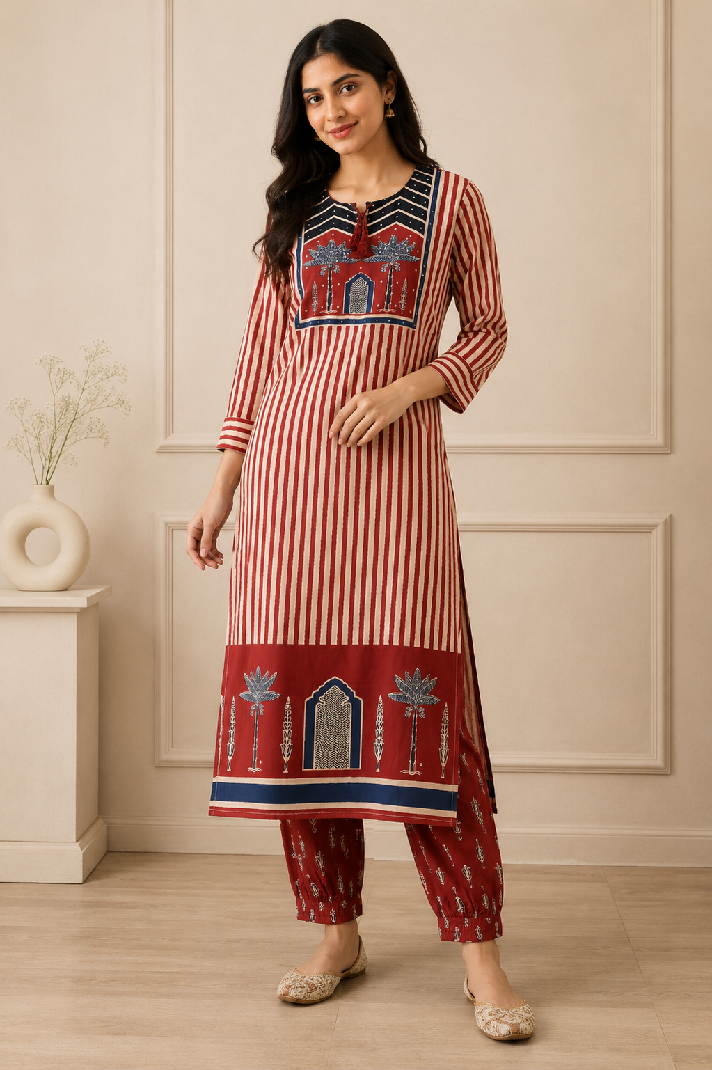Ashvastra Rangrez Maroon Kurta Set - Side Profile & Fit