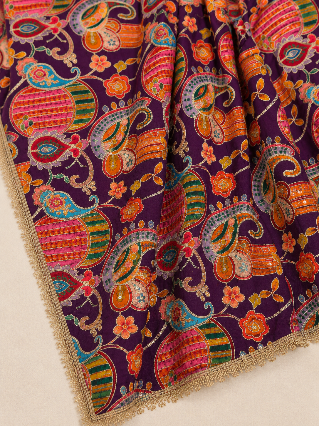 Ashvastra Rajwada Rang Printed Dupatta - Front View