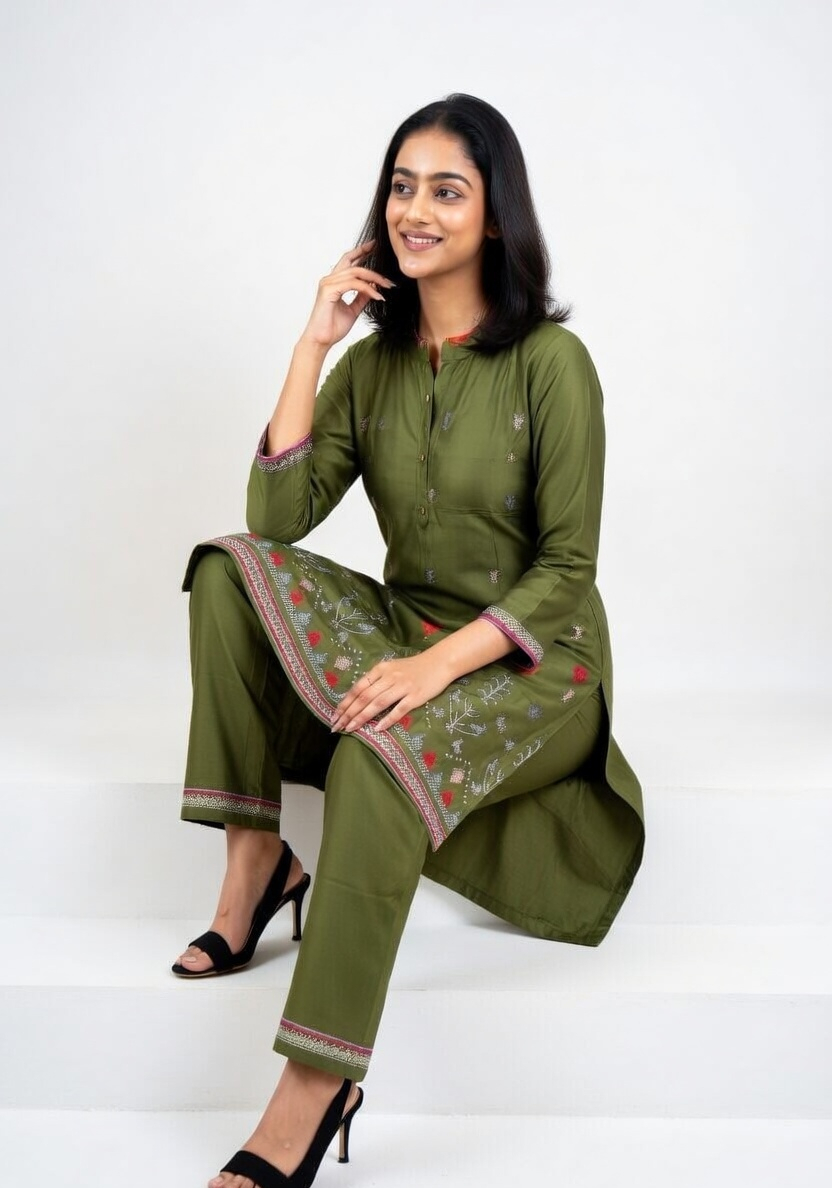 Silk-blend / art-silk fabric Kurta Set