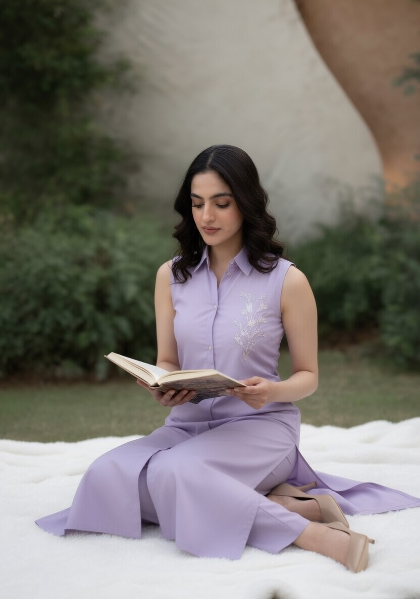 Lavender Dream Sleeveless Embroidered Co-ord Set