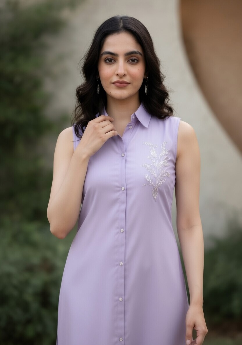 Lavender Dream Sleeveless Embroidered Co-ord Set